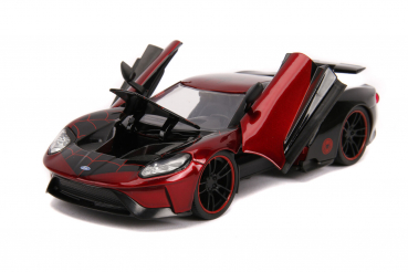 Jada Toys 253225008 Marvel Spiderman Miles Morales Figur + 2017 Ford GT 1:24 Modellauto