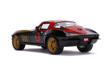 Jada Toys 253225014 Marvel Black Widow + Chevy 1966 Chevrolet Corvette 1:24 Modellauto