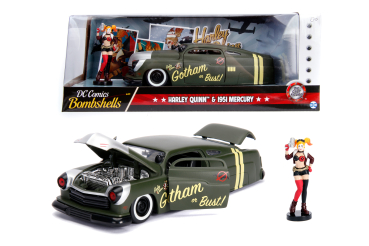 Jada Toys 253255005 Harley Quinn Figur & 1951 Mercury 1:24 Modellauto