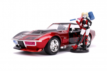 Preview: Jadatoys 31196 1969 Chevy Corvette Stingray mit Figur Harley Quinn 1:24 Modellauto
