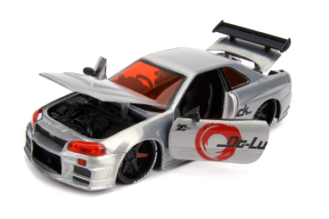 Jada Toys 253745019 Nissan Skyline 2002 GTR R34 JDM Tuners 1:24 Modellauto