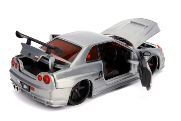 Jada Toys 253745019 Nissan Skyline 2002 GTR R34 JDM Tuners 1:24 Modellauto