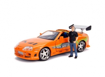 Jadatoys 1995 Brians Toyota Supra & Paul Walker Figur Fast & Furious 7 1:24 Bausatz