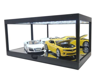 Vitrine schwarz + Beleuchtung + Spiegel Schaukasten für z.b. 1 x 1/18 Modellauto - Bausatz