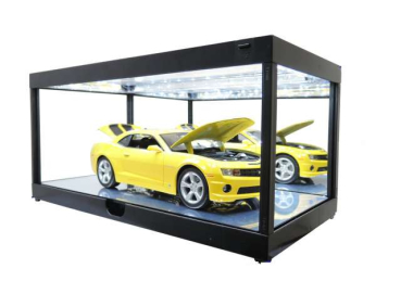 Vitrine schwarz + Beleuchtung + Spiegel Schaukasten für z.b. 1 x 1/18 Modellauto - Bausatz