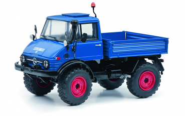 Schuco 450044400 Mercedes-Benz Unimog 406 blau 1:18 limited 1/1000 Modellauto