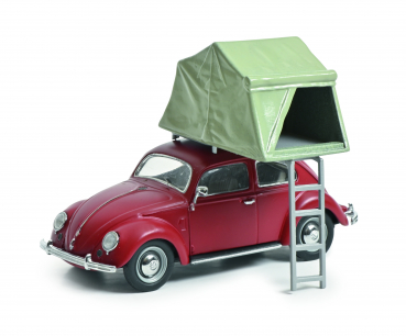 Schuco VW Käfer 1200 rot mit Dachzelt 1:43 Modellauto