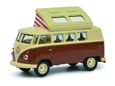 Schuco VW T1 Bus Camper mit geöffnetem Dach braun-beige 1:64 limitiert Modellauto