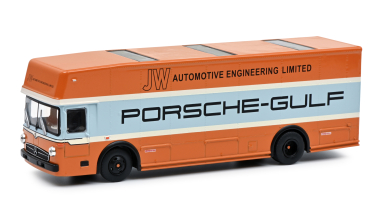 Schuco Mercedes O317 Renntransporter Porsche Gulf 1:64 limited Modellauto