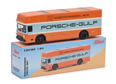 Schuco Mercedes O317 Renntransporter Porsche Gulf 1:64 limited Modellauto