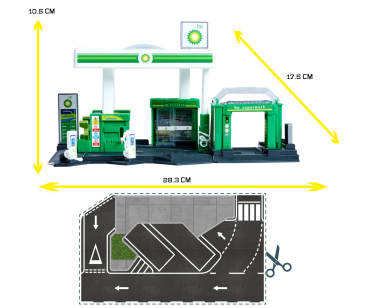 Preview: Diorama Tankstelle Petrol Station BP + 1 Tank-LKW 1:64 Majorette Modellauto