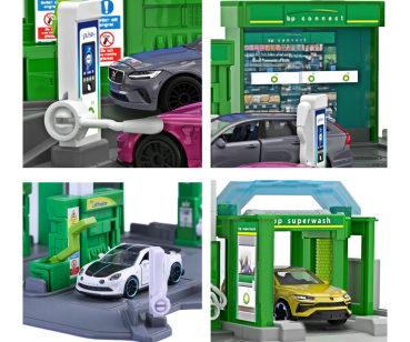 Preview: Diorama Tankstelle Petrol Station BP + 1 Tank-LKW 1:64 Majorette Modellauto