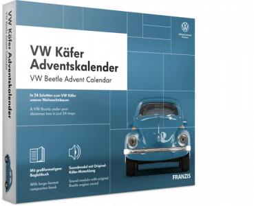 Franzis VW Käfer 1:43 Adventskalender 2020 Volkswagen Modellauto für Männer Kinder