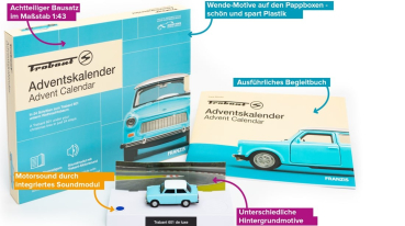 Franzis Trabant 601 1:43 Adventskalender 2020 Modellauto für Männer Kinder