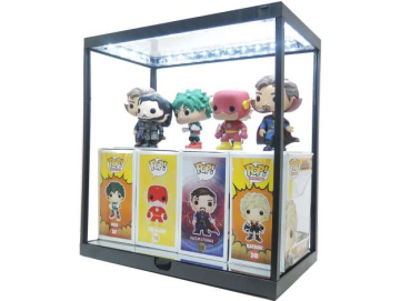 Display Case mit Beleuchtung T9-67726BK Vitrine schwarz für 1:6 Figuren und viel mehr