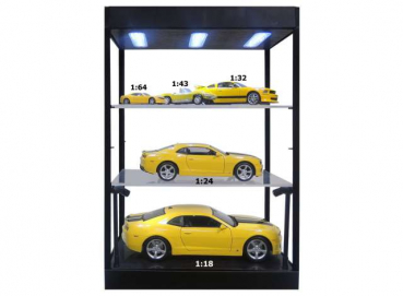 Display Case mit Beleuchtung T9-69927BK Vitrine schwarz für Modellautos und viel mehr