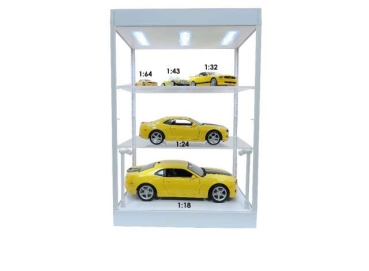 Display Case mit Beleuchtung T9-69927W Vitrine weiss für Modellautos und viel mehr