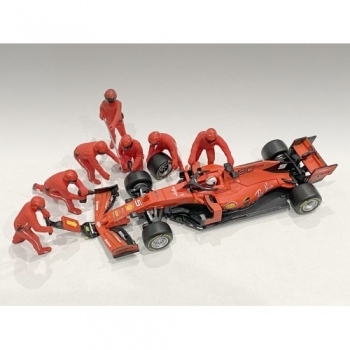 American Diorama 76550 Formel 1 Pit Crew rot 1:18 F1 Mechaniker Figuren 1/1000
