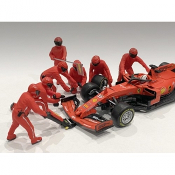 American Diorama 76550 Formel 1 Pit Crew rot 1:18 F1 Mechaniker Figuren 1/1000