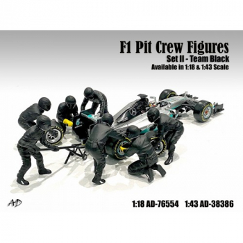 American Diorama 76554 Formel 1 Pit Crew II black Petronas 1:18 F1 Mechaniker Figuren 1/1000 + DECALS