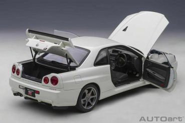 AUTOart NISSAN SKYLINE GT-R R34 2001 V-Spec II weiss 1:18 77406 Modellauto