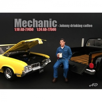 American Diorama 77450 Mechanic - Johnny drinking Coffee 1/1000 1:18