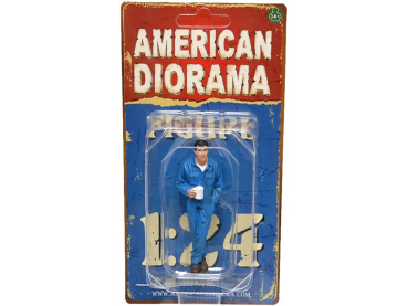 American Diorama 77495 Mechaniker Larry 1/1000 1:24 Figur macht Pause mit Tasse Kaffee