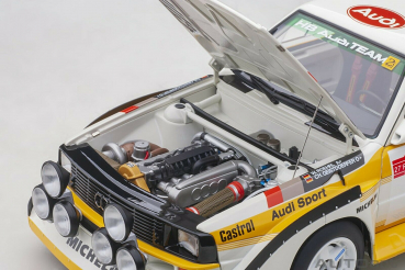 AUTOart 88503S Audi Sport Quattro S1 Rally San Remo 1985 W Röhrl Geistdörfer - SET + Vitrine + Figur
