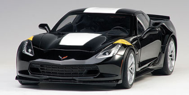 AutoArt  CHEVROLET CORVETTE C7 GRAND SPORT schwarz-weiss 1:18 71273