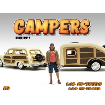 American Diorama 76435 Camper Figur II 1:24 stehender Mann mit Getränkedosen limitiert 1/1000