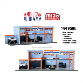 American Diorama Modelkit Garagen-Diorama Gulf 1:64 limitiert Autoworld