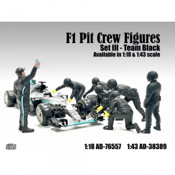 American Diorama 76557 Pit Crew Set III Team schwarz F1 Mechaniker 1:18 limitiert 1/1000