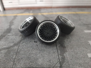 SD Felgen 18 Zoll  BBS E50 schwarz 33mm 1:18 Modellauto Tuning