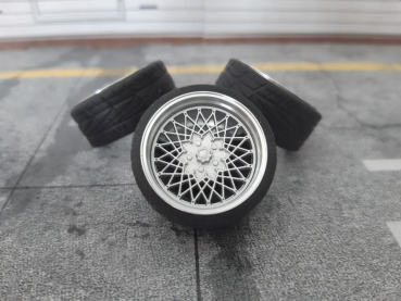 SD Felgen 18 Zoll "ALU" BBS E50 silber 33mm 1:18 Modellautotuning