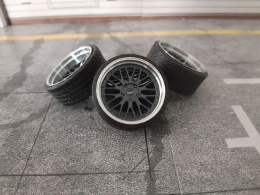 SD Felgen 19 Zoll "ALU" BBS Lemans gunmetal 34mm 1:18 Modellauto Tuning