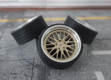 SD Felgen 19 Zoll "ALU" BBS Lemans gold 34mm 1:18 Modellauto Tuning