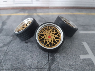 SD Felgen 19 Zoll "ALU" Rotiform BLQ Concave gold 34mm 1:18 Modellauto Tuning