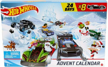 Mattel Hot Wheels GJK02 Kinder Adventskalender 2020 mit 8 Modellautos 1:64