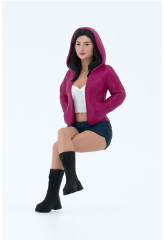 Preview: Atlantic 1:18 Figur Mathilda Frau mit pinker Kapuzenjacke für Modellbau Diorama