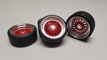 SD Felgen 16 Zoll BBS RS rot 32mm 1:18 Modellauto Tuning