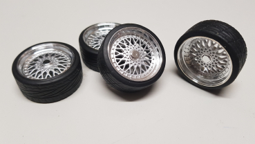 SD Felgen 16 Zoll BBS RS silber 32mm 1:18 Modellauto Tuning