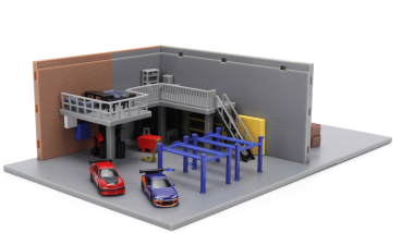 Fast & Furious Nano Han's Garage Diorama 1:64 Jada mit 2 Modellautos 9336403314R00