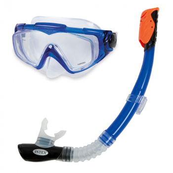 Schnorchelset blau Tauchmaske Taucherbrille + Schnorchel blau INTEX Hyper-Flo Explorer Pro