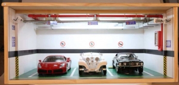 Parking Garage Diorama 1:18 3er Parkhaus Schaukasten inkl. LED-Beleuchtung Vitrine