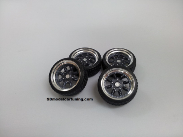 SD Felgen 15 Zoll Minilite gunmetal 30mm 1:18 Modellauto-Tuning