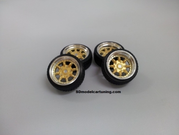 SD Felgen 15 Zoll Minilite gold 30mm 1:18 Modellauto-Tuning