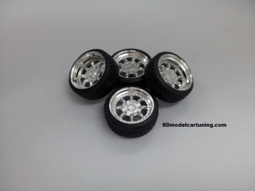 SD Felgen 15 Zoll Minilite silber 30mm 1:18 Modellautotuning