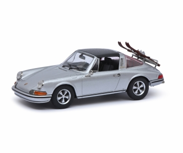 Schuco Porsche 911 Targa silber mit Ski 1:43 limitiert Modellauto