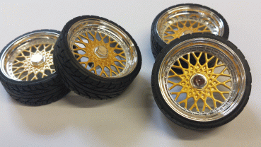 SD Felgen 15 Zoll BBS RS gold 30mm 1:18 Modellauto-Tuning