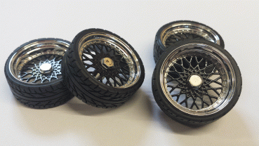 SD Felgen 19 Zoll BBS RS schwarz 35mm 1:18 Modellauto Tuning